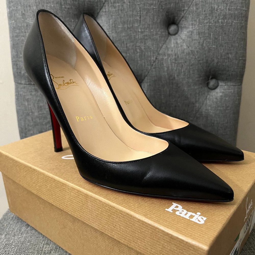 Christian Louboutin "Apostrophy" black leather heels